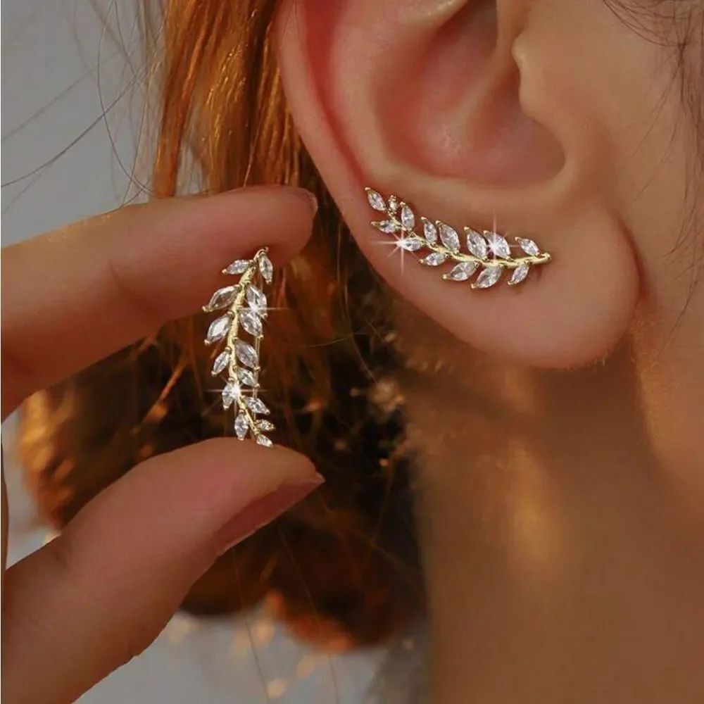 Diamond Leaf Earrings #2104